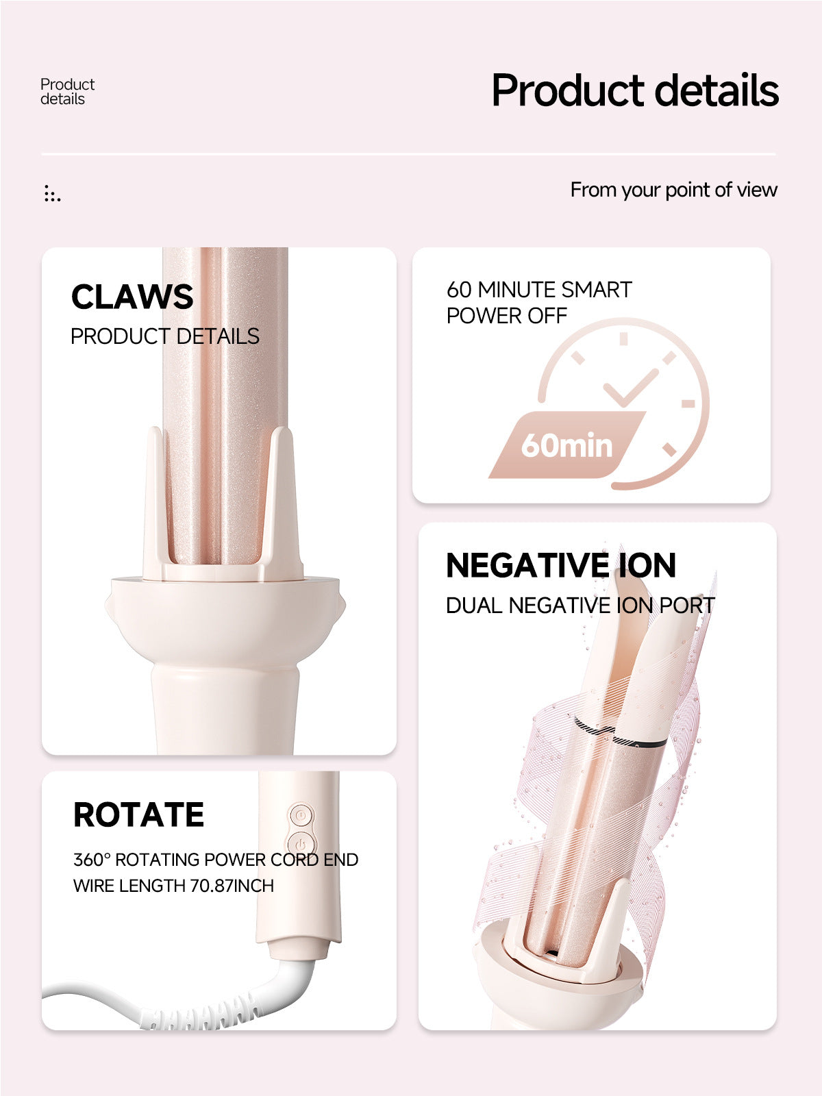 Fully Automatic Curling Iron, 32mm Straightening Comb, Removable Head, 3-in-1, Negative Ion Straightener for Large Waves